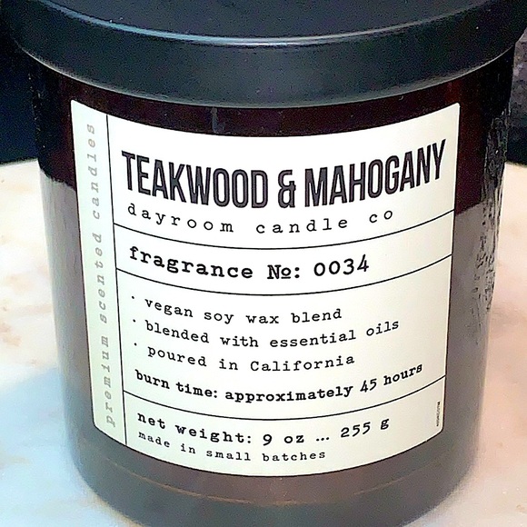 LEOBEN CO CANDLE TEAKWOOD & MAHOGANY NO 0034 1 WICK 9 oz NEW - Picture 3 of 3